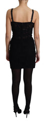 Dolce & Gabbana Schwarzes geschnürtes florales Korsett Bustier Minikleid