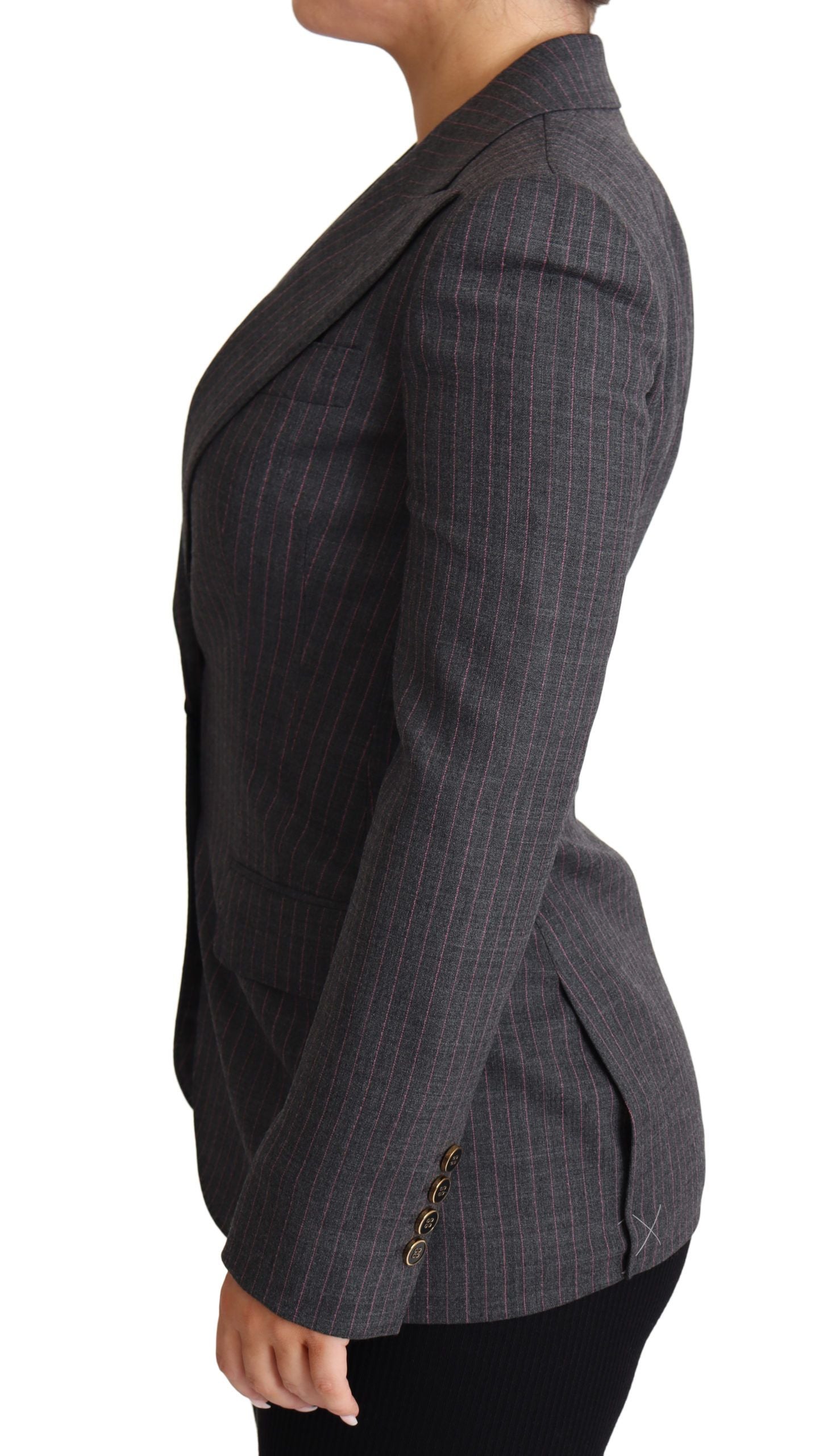Dolce & Gabbana Grauer Einreihiger Taillierter Blazer aus Wolle