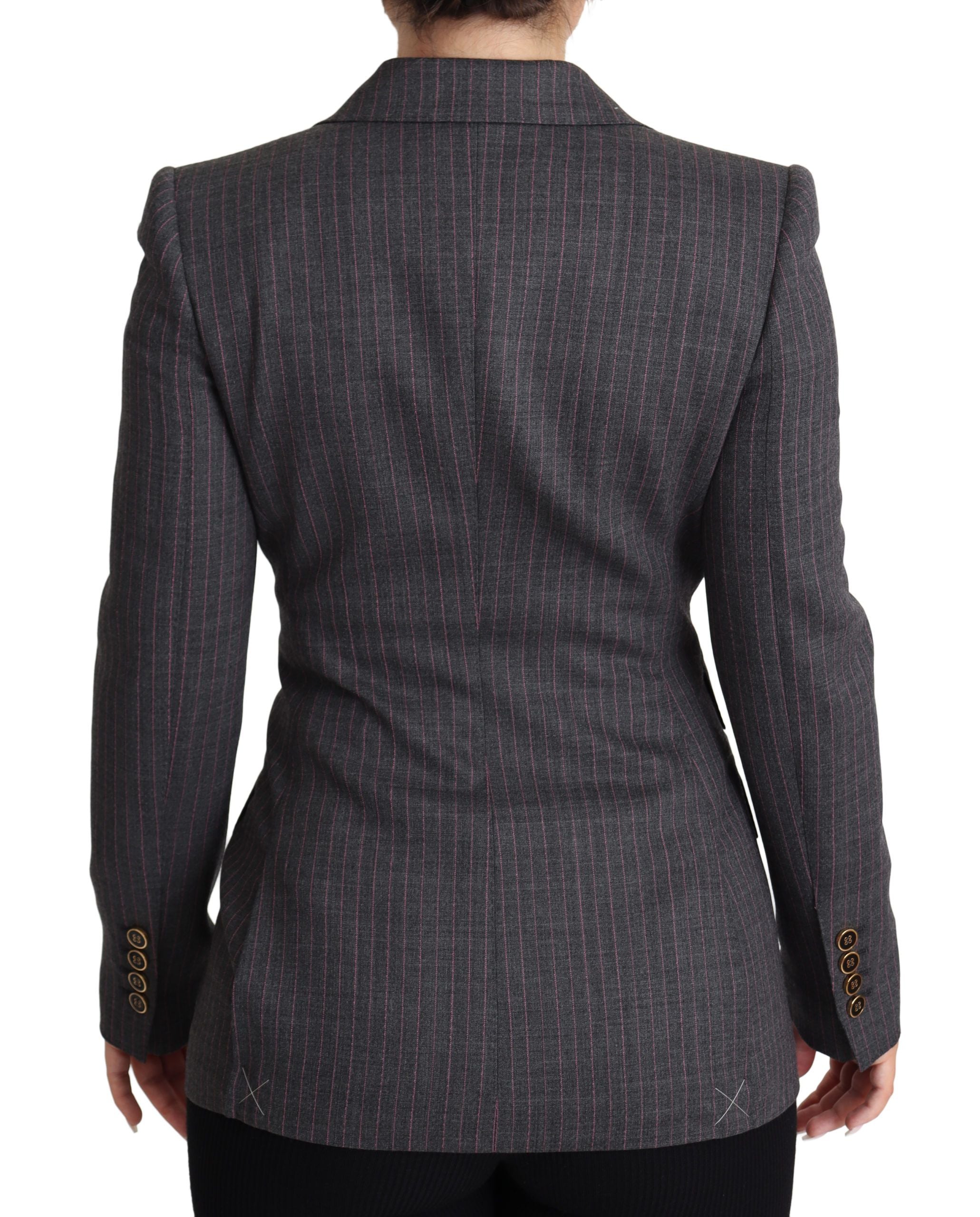 Dolce & Gabbana Grauer Einreihiger Taillierter Blazer aus Wolle