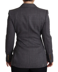 Dolce & Gabbana Grauer Einreihiger Taillierter Blazer aus Wolle