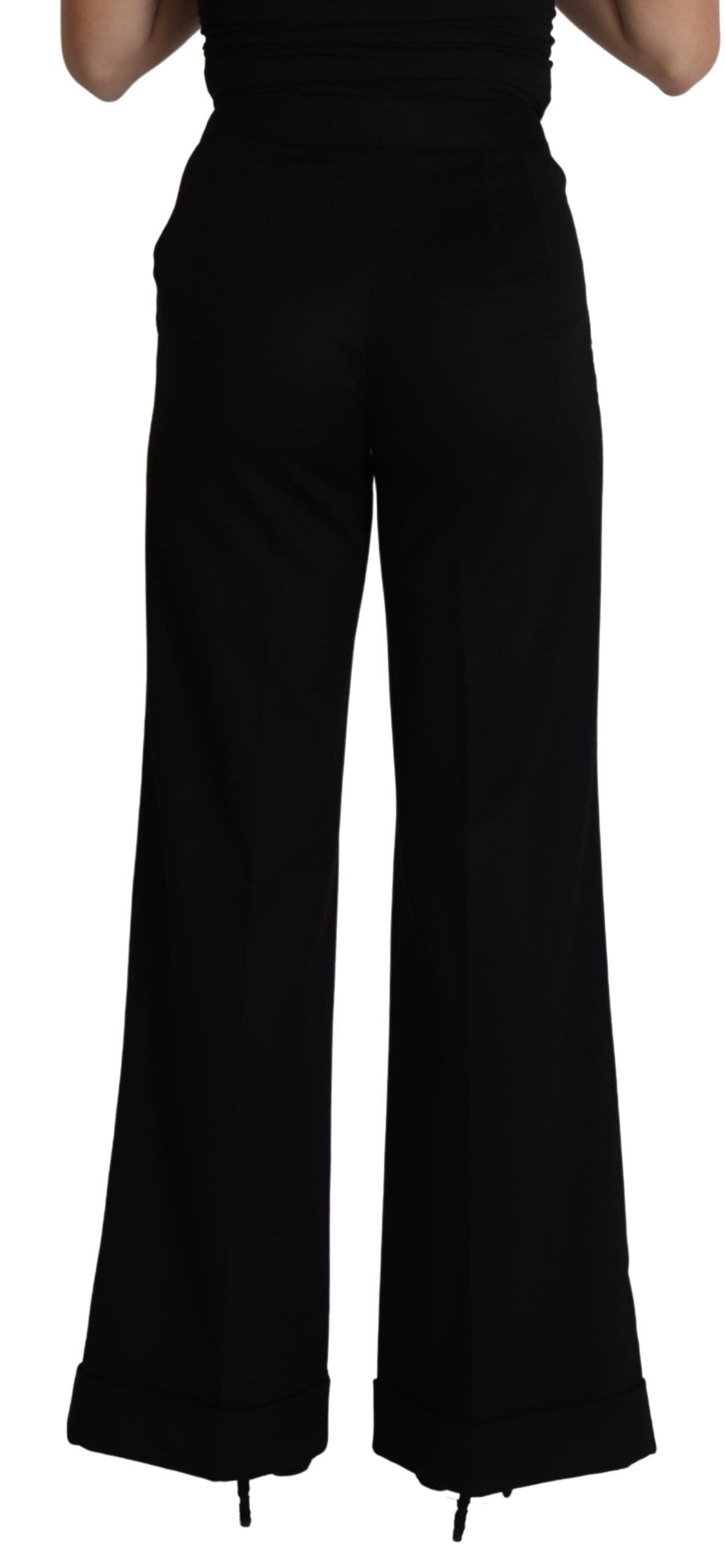 Dolce & Gabbana Schwarze Kaschmir-Damenhose mit weitem Bein