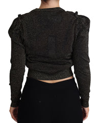 Dolce & Gabbana Schwarzer Goldfarbener Kurzer Damen Pullover