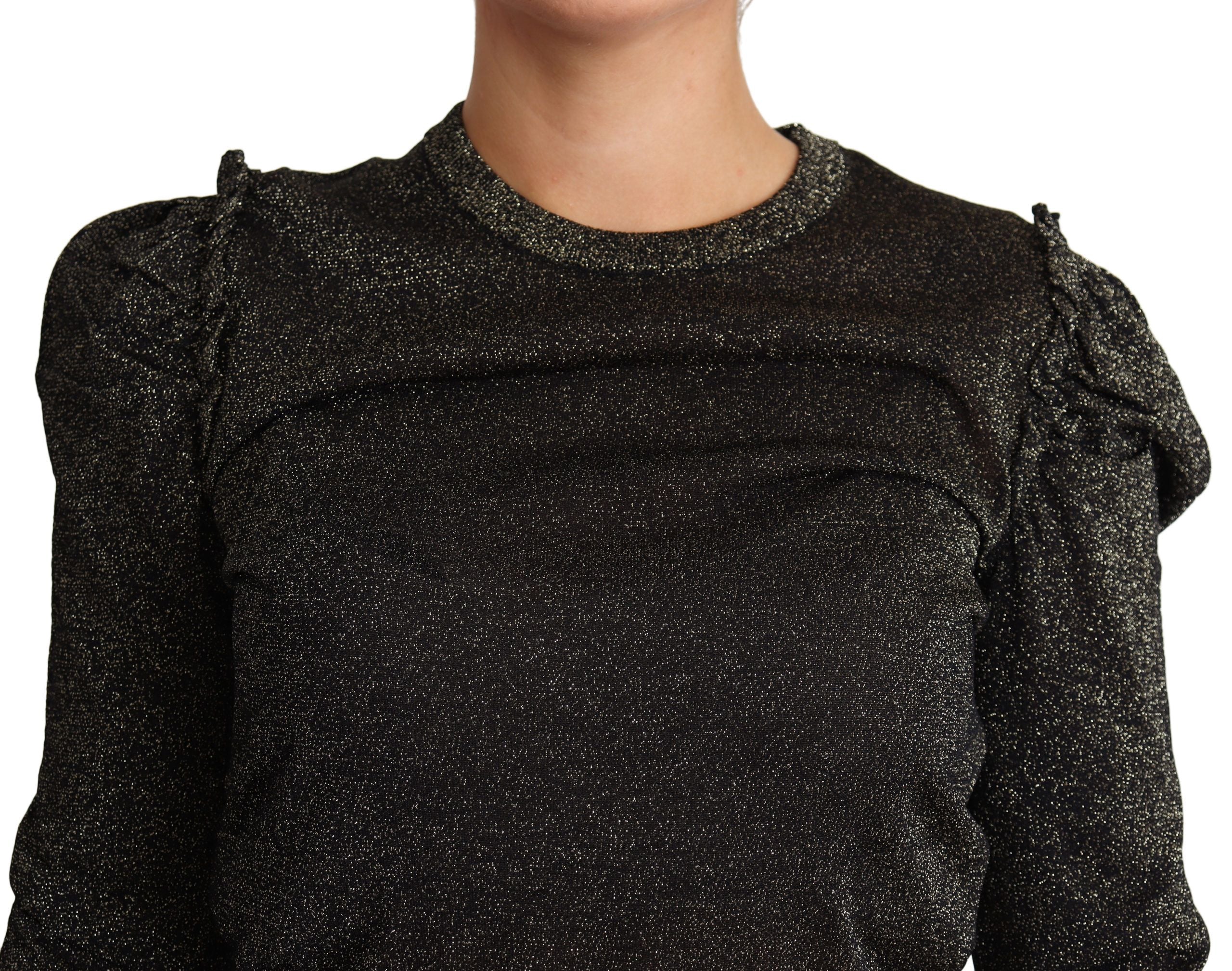Dolce & Gabbana Schwarzer Goldfarbener Kurzer Damen Pullover