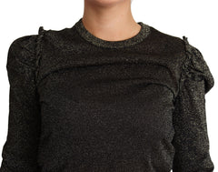 Dolce & Gabbana Schwarzer Goldfarbener Kurzer Damen Pullover