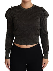 Dolce & Gabbana Schwarzer Goldfarbener Kurzer Damen Pullover