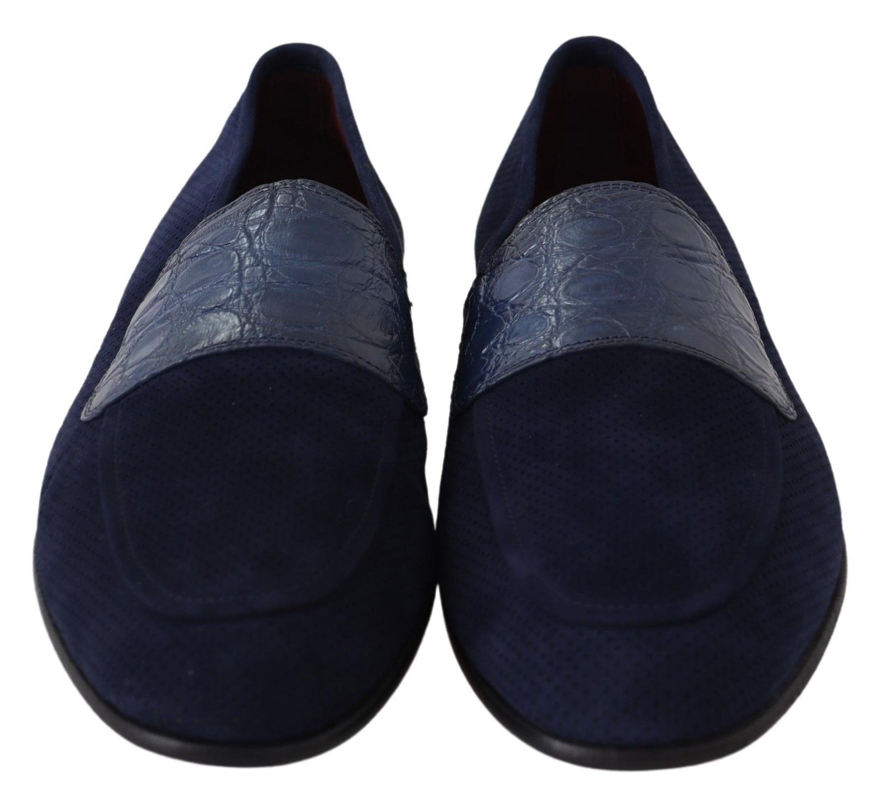 Dolce & Gabbana Blauwe Suède Krokodillen Loafers Instappers Schoenen