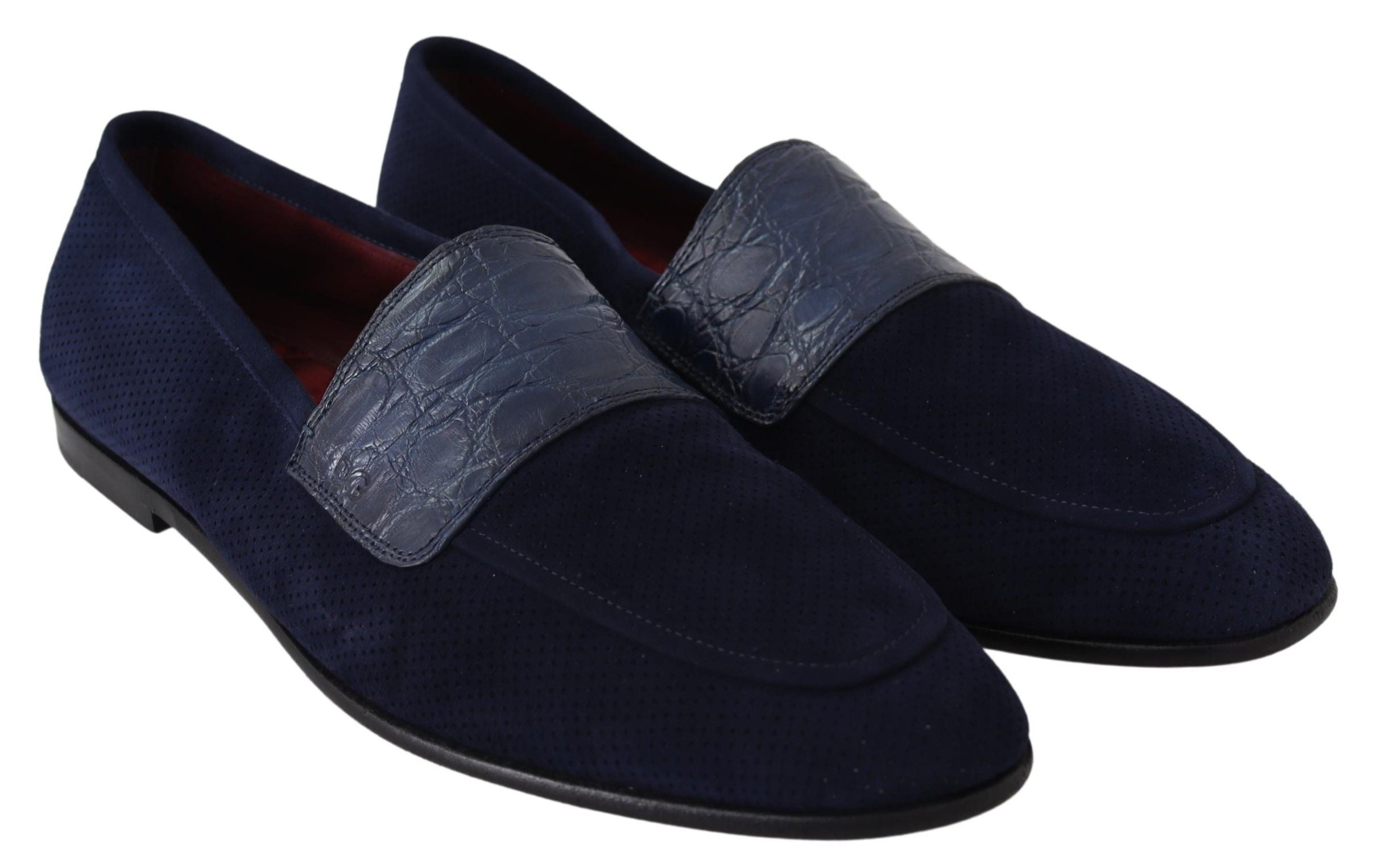Dolce & Gabbana Blauwe Suède Krokodillen Loafers Instappers Schoenen