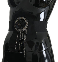 Dolce & Gabbana Schwarzer Kristall Brosche Breiter SATORIA Gürtel