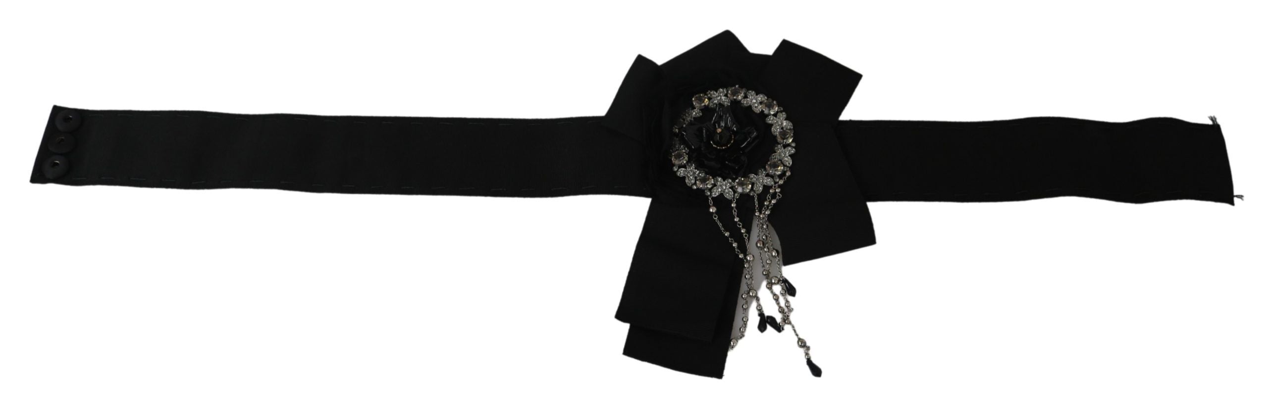 Dolce & Gabbana Schwarzer Kristall Brosche Breiter SATORIA Gürtel