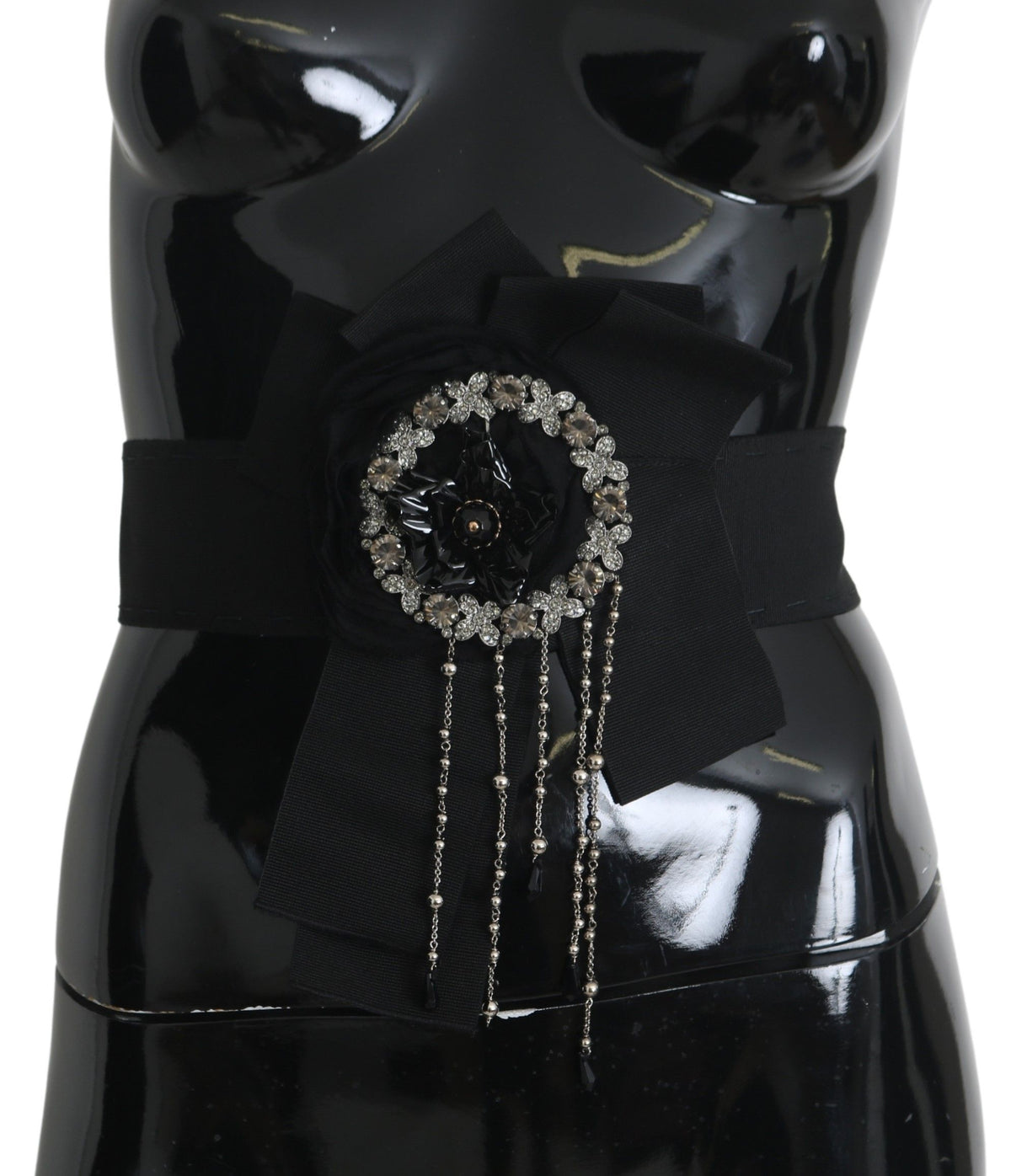 Dolce & Gabbana Schwarzer Kristall Brosche Breiter SATORIA Gürtel