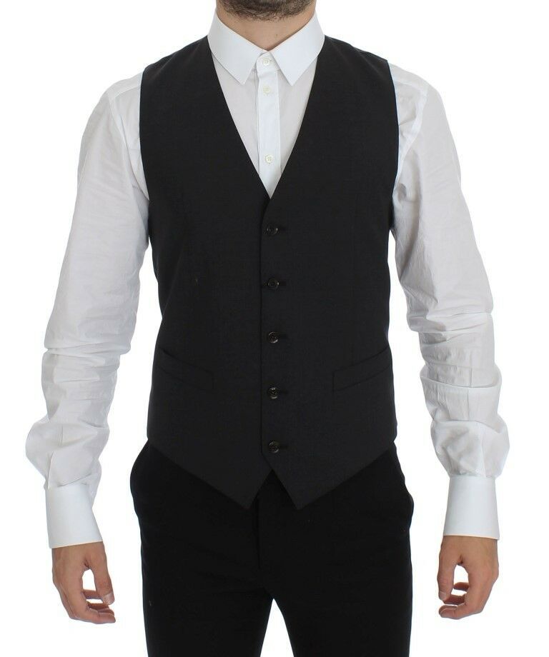 Dolce & Gabbana Graue Weste aus Wolle mit Stretch-Anteil