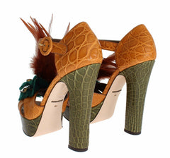 Dolce & Gabbana Oranje Leren Kristal Platform Sandaalschoenen