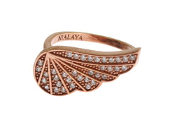Nialaya Pink Goud 925 Zilveren Dames Ring met Heldere Zirkonia