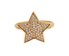 Nialaya Star Gold 925er Silber Damenring mit klarem Stein