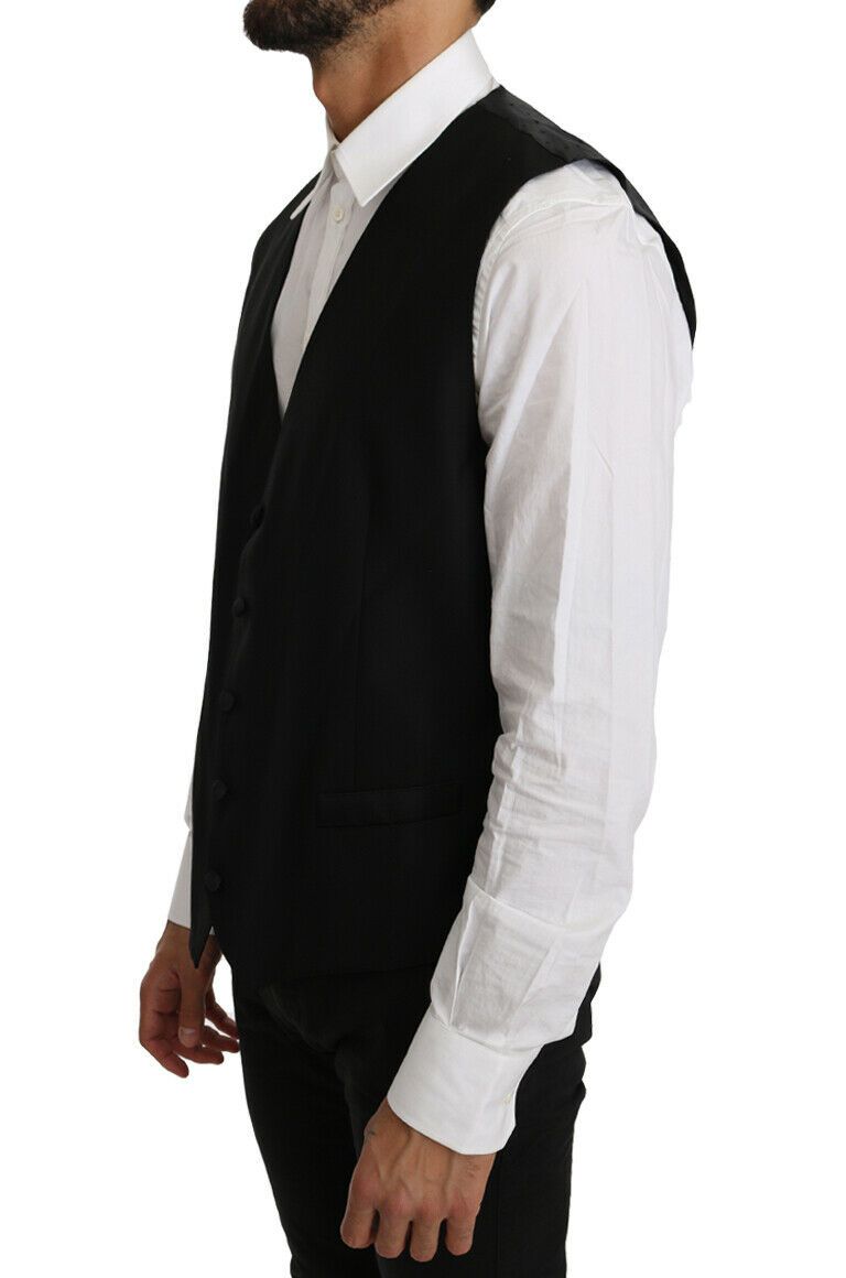 Dolce & Gabbana Zwart Effen Gilet van Wol en Zijde