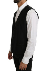 Dolce & Gabbana Zwart Effen Gilet van Wol en Zijde