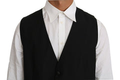 Dolce & Gabbana Zwart Effen Gilet van Wol en Zijde