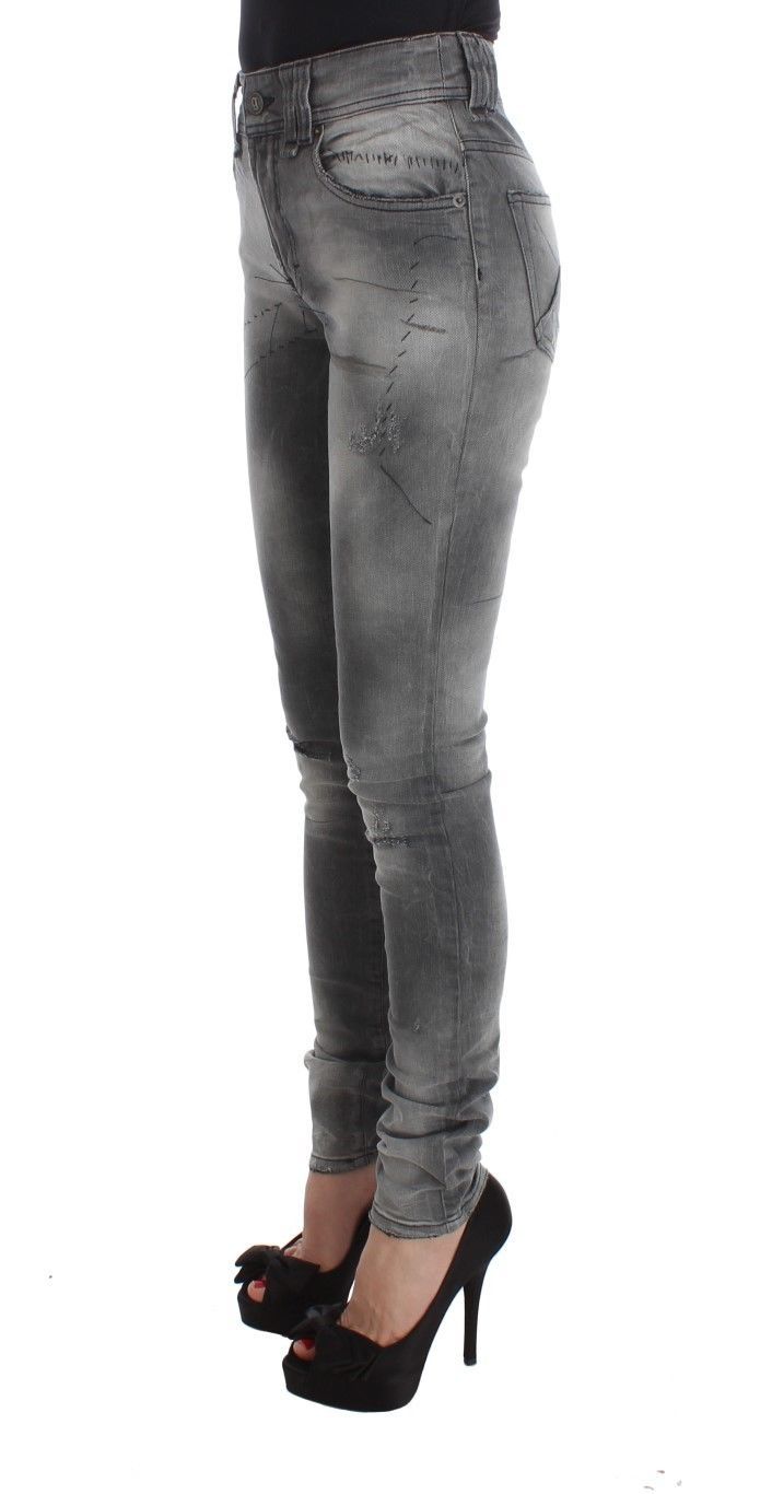 John Galliano Gray Wash Jeans aus Baumwollmischgewebe in schmaler Passform