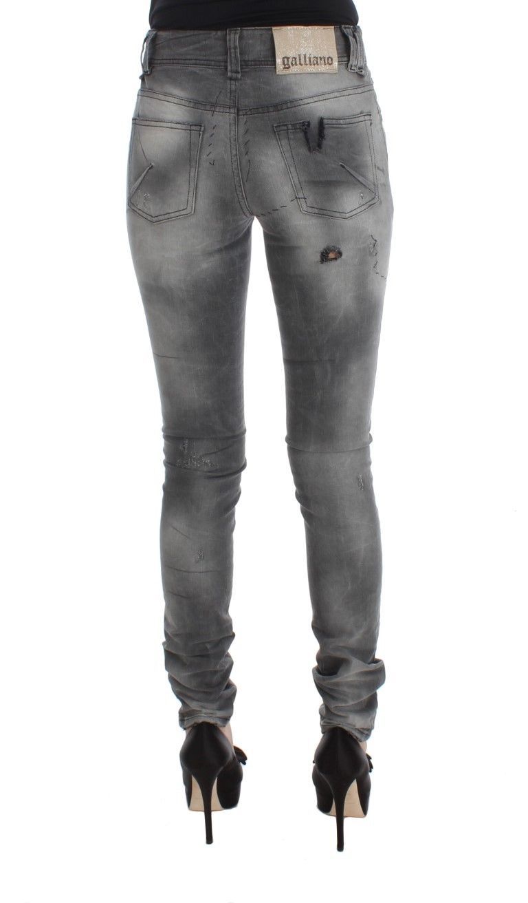 John Galliano Gray Wash Jeans aus Baumwollmischgewebe in schmaler Passform