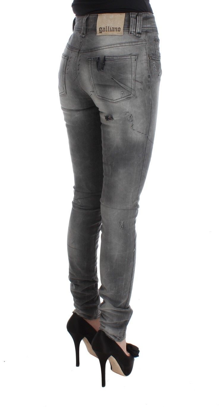 John Galliano Gray Wash Jeans aus Baumwollmischgewebe in schmaler Passform