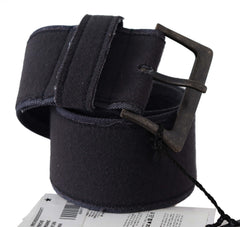 Ermanno Scervino Schwarzer Leder-Breitschnallen-Taillengürtel Luxus