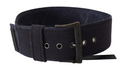 Ermanno Scervino Schwarzer Leder-Breitschnallen-Taillengürtel Luxus