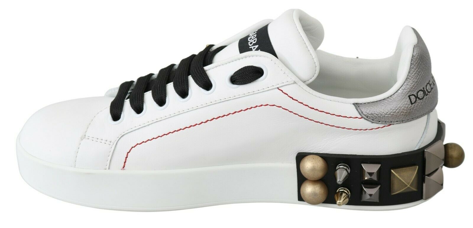 Dolce & Gabbana Weiße Leder Kristall Rosen Blumen Sneakers Schuhe
