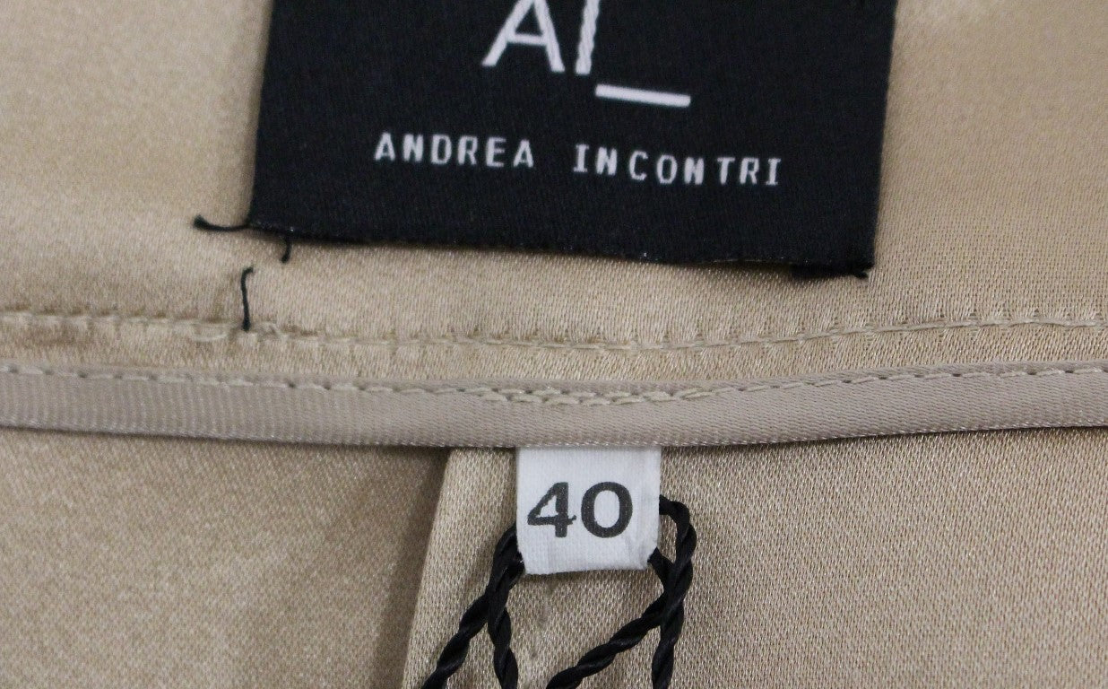 Andrea Incontri brauner, einfarbiger Mini-Faltenrock aus Seide