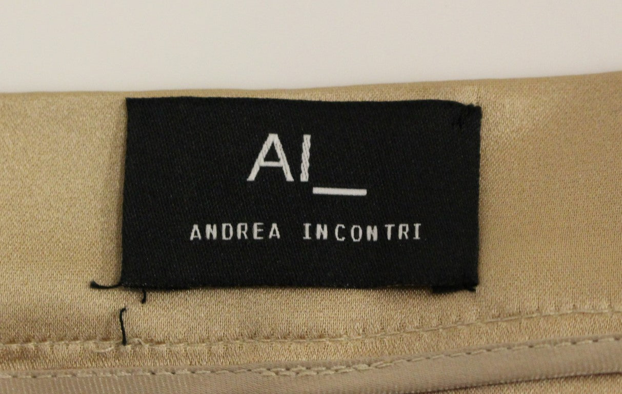 Andrea Incontri brauner, einfarbiger Mini-Faltenrock aus Seide