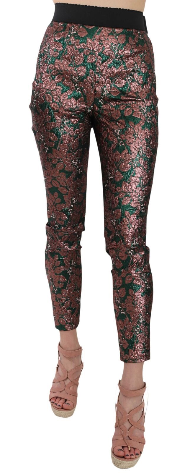 Dolce & Gabbana Mehrfarbige irisierende Brokat-Jacquard-Hose Crop Pants