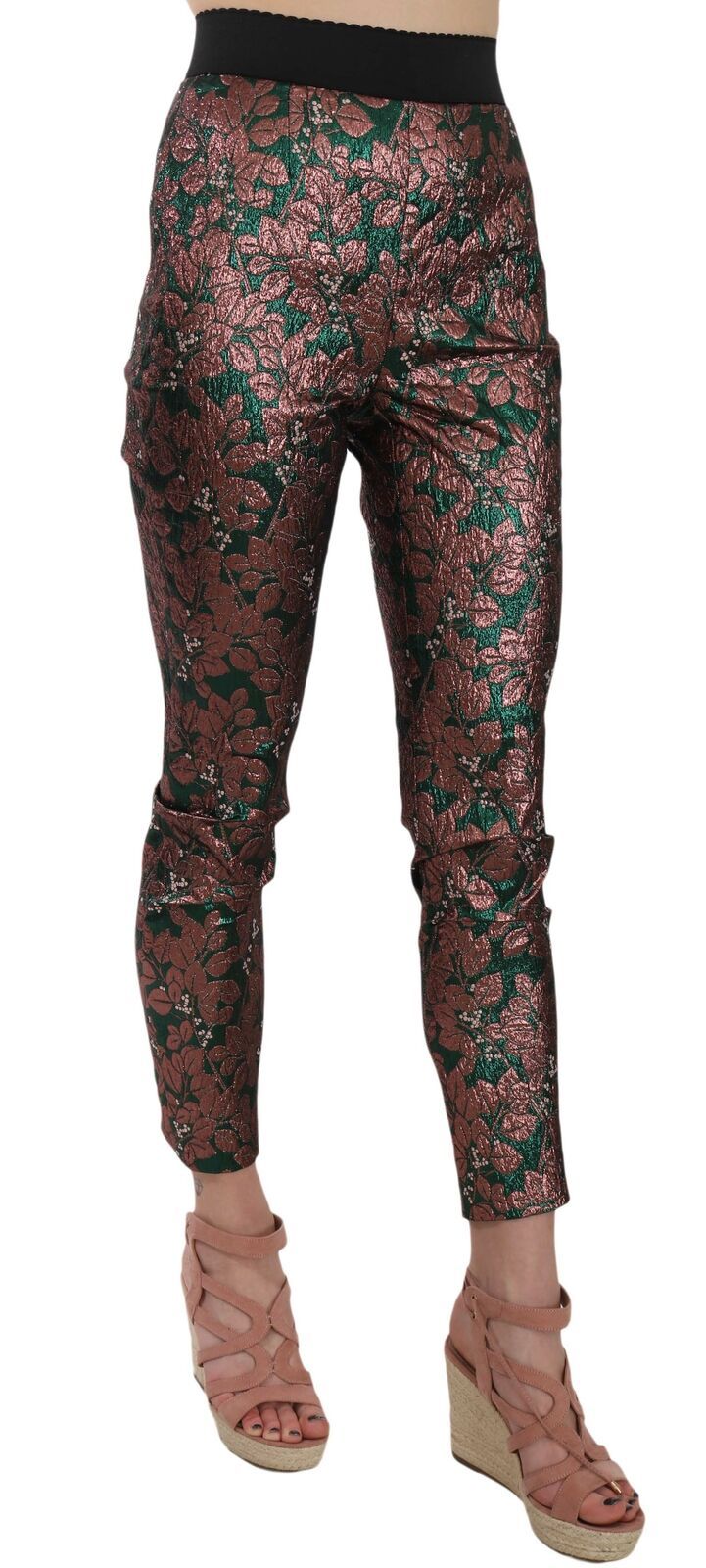 Dolce & Gabbana Mehrfarbige irisierende Brokat-Jacquard-Hose Crop Pants
