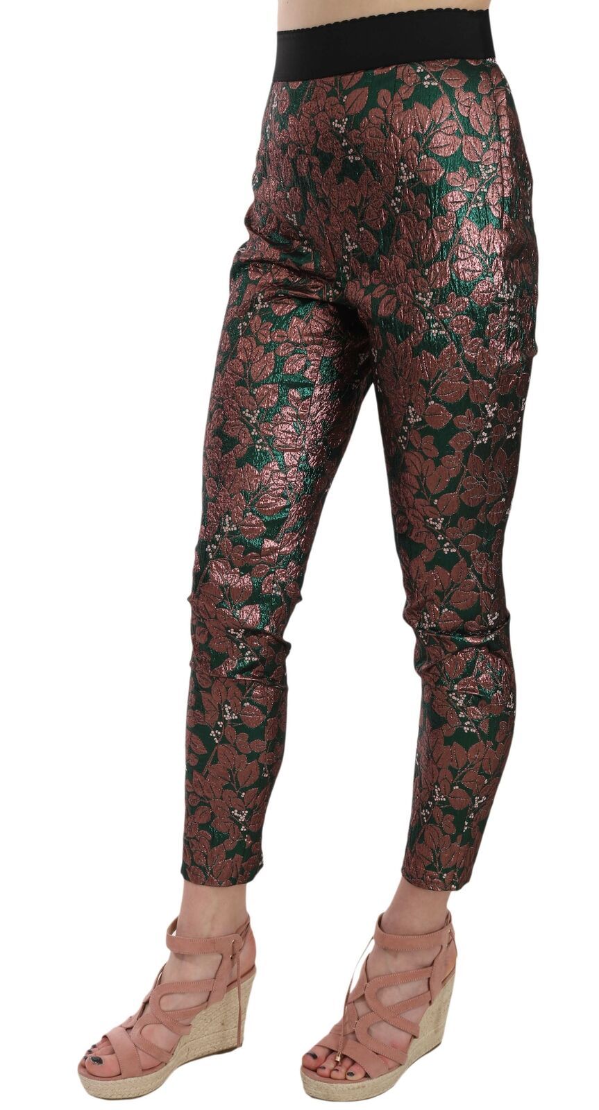 Dolce & Gabbana Mehrfarbige irisierende Brokat-Jacquard-Hose Crop Pants