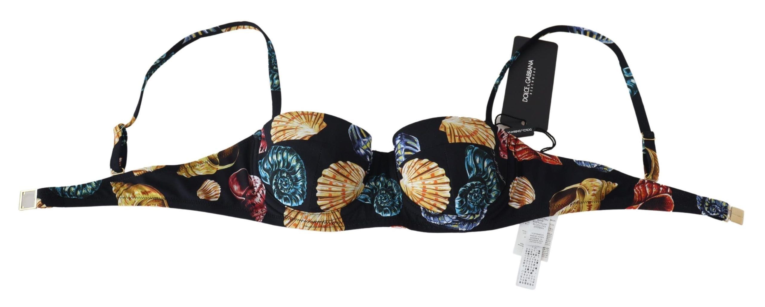 Dolce & Gabbana Schwarze Muscheldruck Damen Bikini-Oberteile