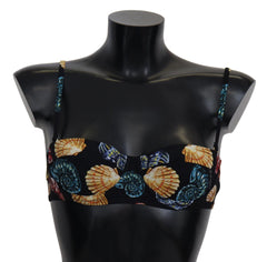 Dolce & Gabbana Schwarze Muscheldruck Damen Bikini-Oberteile