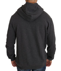 Dolce & Gabbana Grauer Kapuzenpullover mit rotem Kristallherz und Gewehr