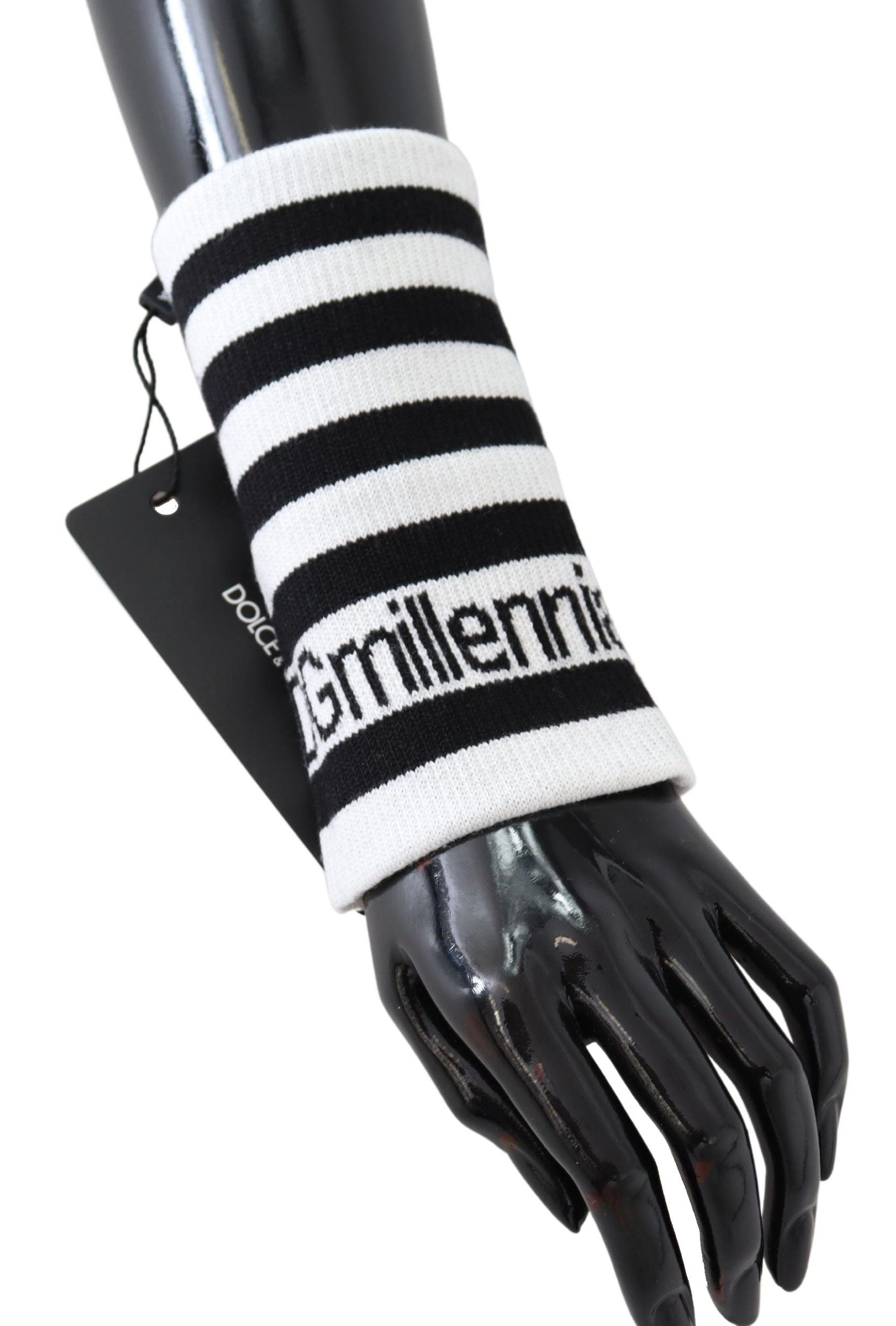 Dolce & Gabbana Schwarz-weißes DGMillennials Armband aus Wolle