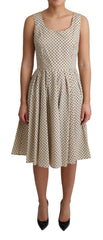 Dolce & Gabbana Beige Katoenen A-Lijn Jurk met Stippen