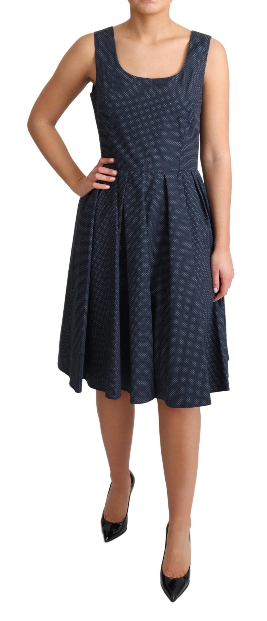 Dolce & Gabbana blaues A-Linien-Kleid aus Baumwolle mit Tupfen