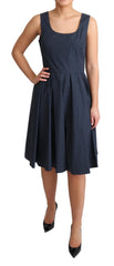 Dolce & Gabbana blaues A-Linien-Kleid aus Baumwolle mit Tupfen