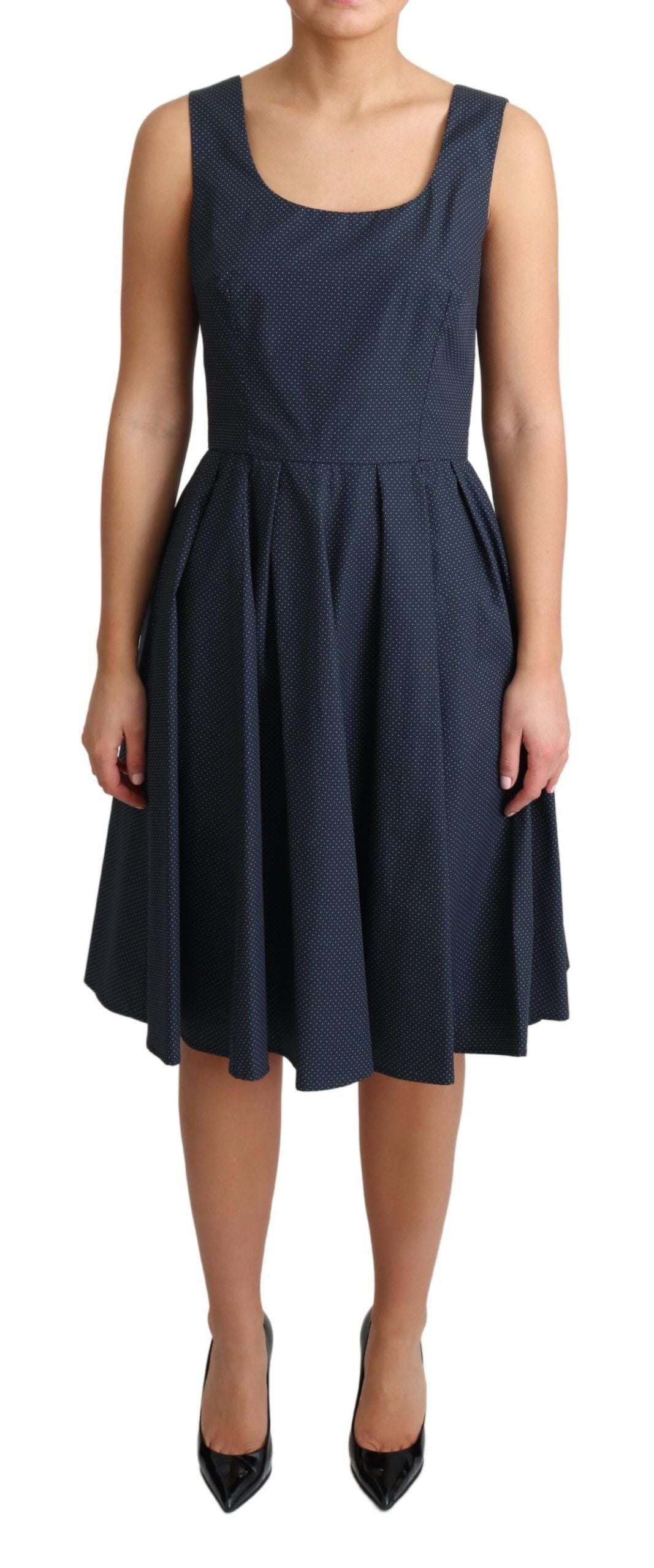 Dolce & Gabbana blaues A-Linien-Kleid aus Baumwolle mit Tupfen