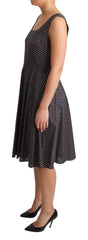 Dolce & Gabbana Schwarzes A-Linien-Stretchkleid aus Baumwolle mit Blumenmuster