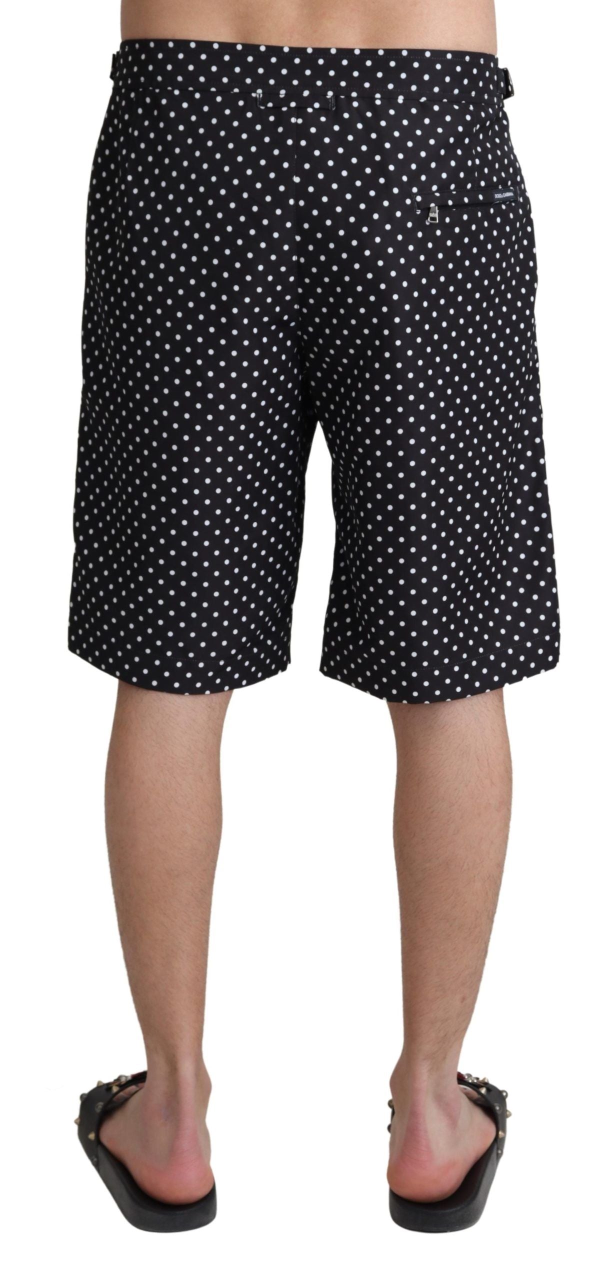 Dolce & Gabbana Schwarze Polka Dots Strand-Shorts Bademode