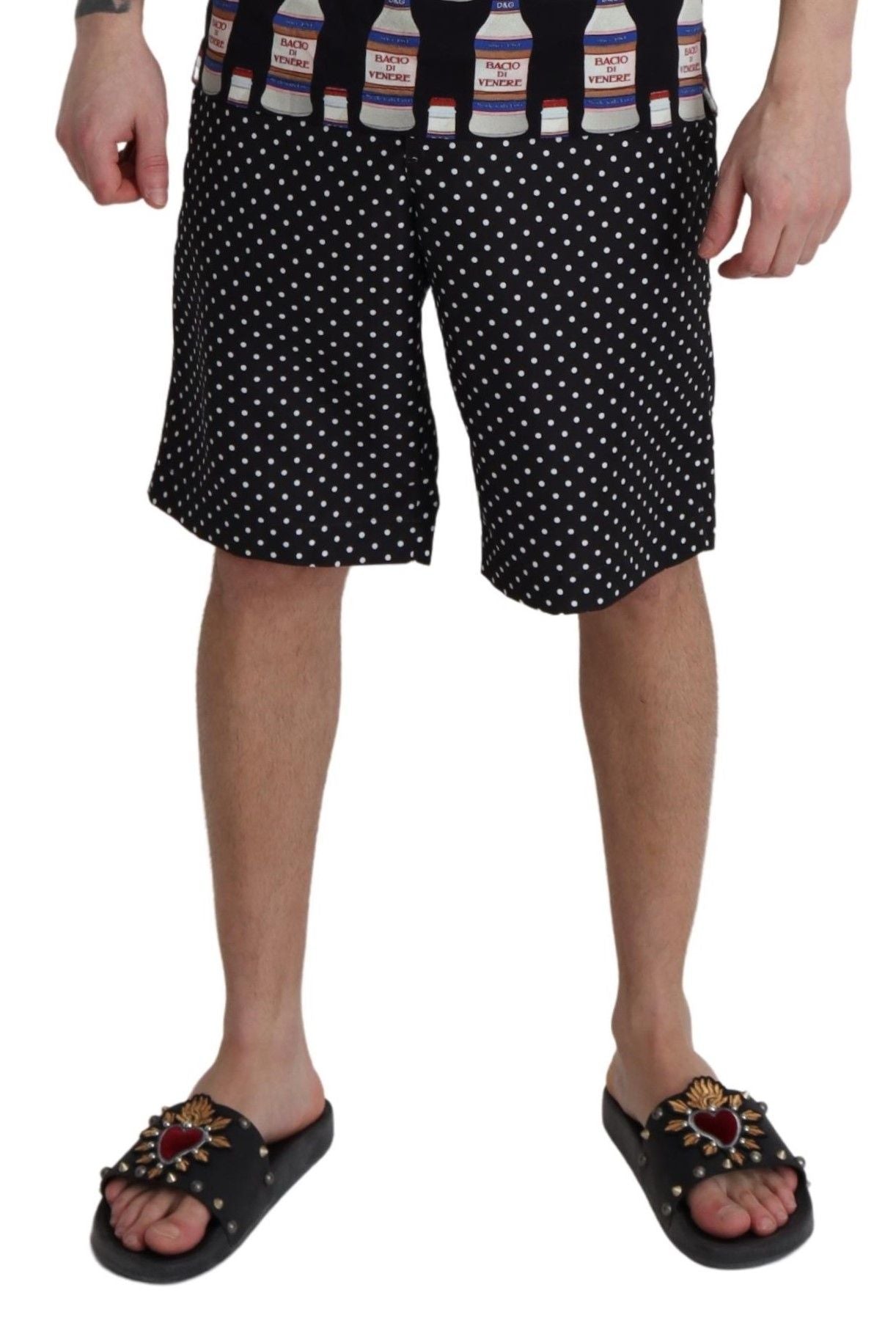 Dolce & Gabbana Schwarze Polka Dots Strand-Shorts Bademode