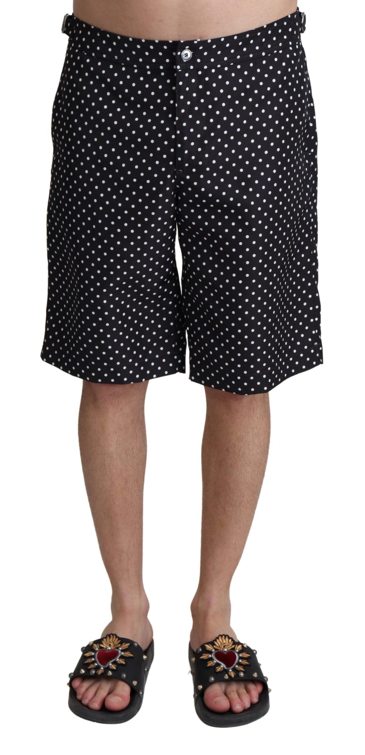 Dolce & Gabbana Schwarze Polka Dots Strand-Shorts Bademode