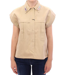 Andrea Incontri Beige Mouwloze Blouse Top
