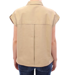 Andrea Incontri Beige Mouwloze Blouse Top