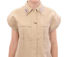 Andrea Incontri Beige Mouwloze Blouse Top