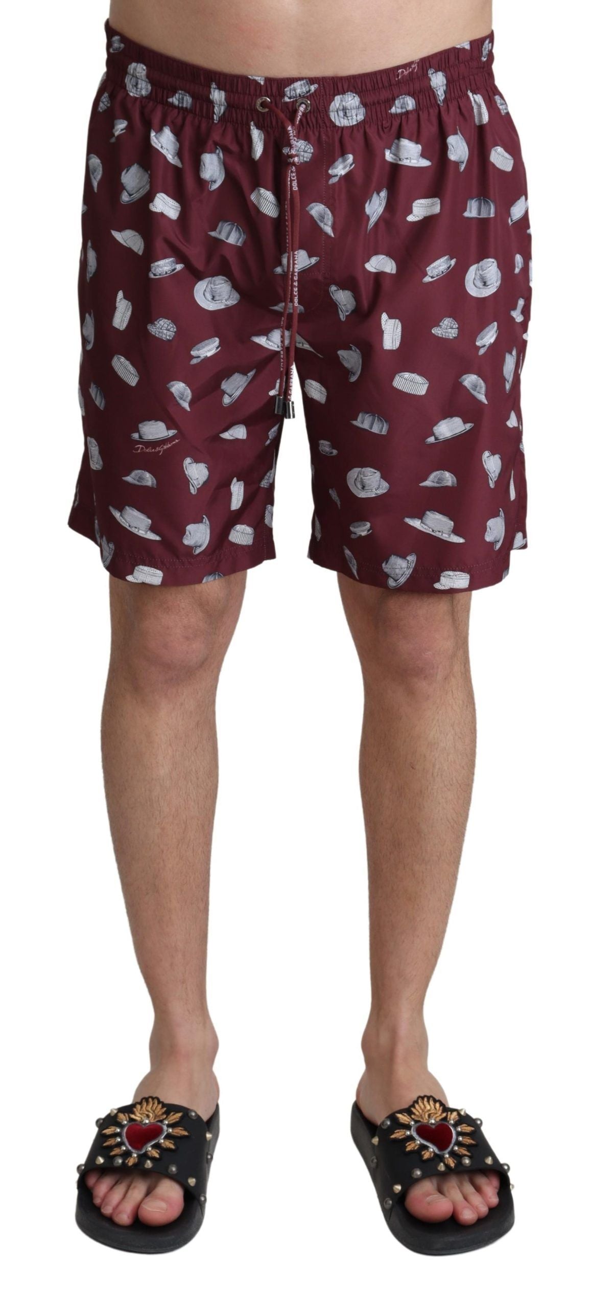 Dolce & Gabbana Badehose mit burgunderrotem Hut-Print