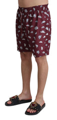 Dolce & Gabbana Badehose mit burgunderrotem Hut-Print