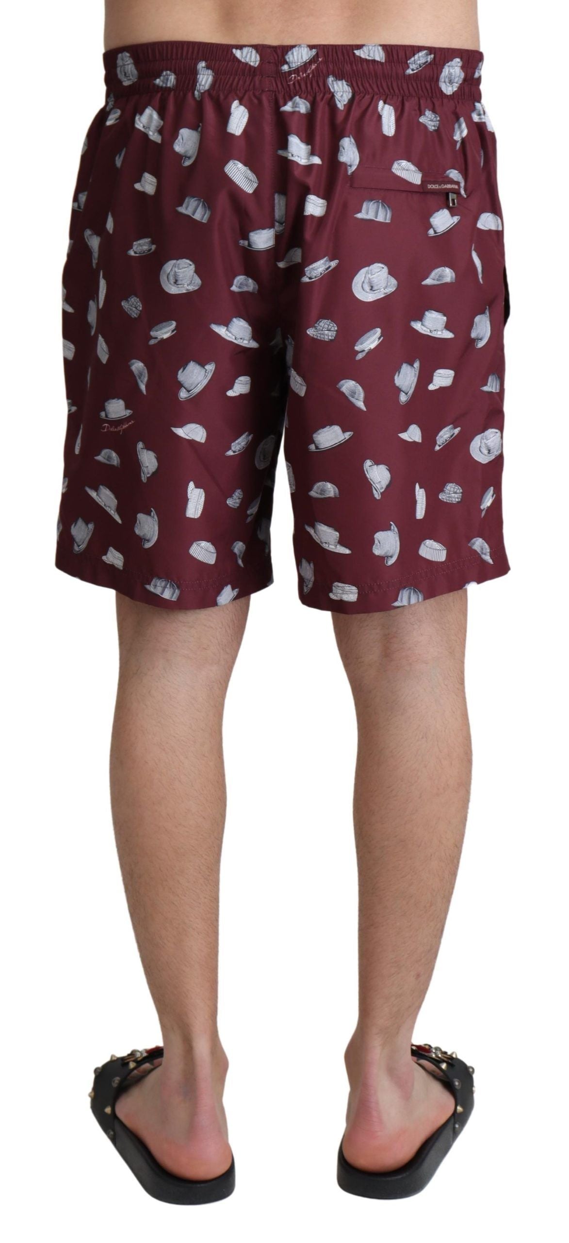 Dolce & Gabbana Badehose mit burgunderrotem Hut-Print